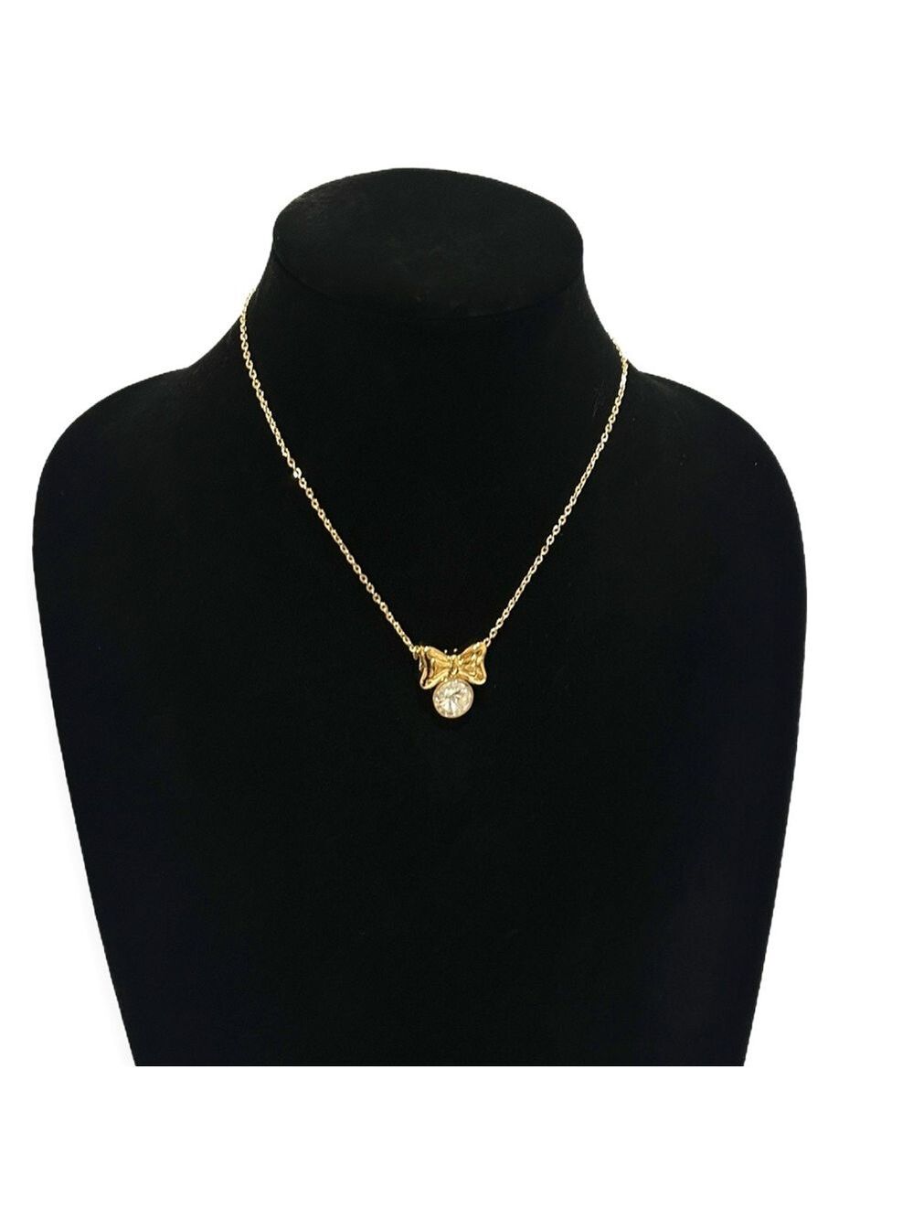 SWAROVSKI 🎀 Must-Have 🎀 Gold-Tone Bow Necklace w Crystal Pendant | NWOT - Picture 9 of 10